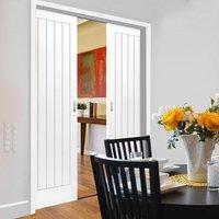 Cottage 5P White Double Pocket Doors