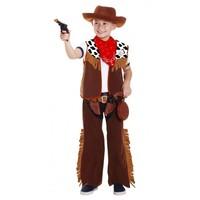 Cowboy Wild West Costume Boys Girls Fringe Gun Holster Canteen Hat Age 3-5 years