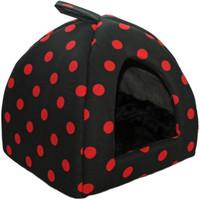 Cosipet Polka Dot Cat Igloo Black & Red