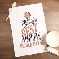 Customised Worlds Best Auntie Printed Tea Towel