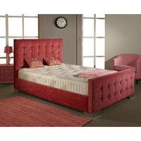 Delaware Fabric Divan Bed and Mattress Set Raspberry Chenille Fabric Double 4ft 6