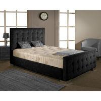 Delaware Fabric Divan Bed and Mattress Set Black Chenille Fabric Double 4ft 6