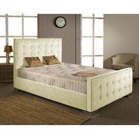 Delaware Fabric Divan Bed and Mattress Set Cream Chenille Fabric Super King 6ft