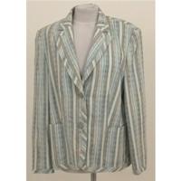 Delmod, size 16, turquoise, brown & white striped jacket