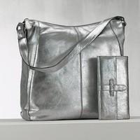 Distressed Silver Shoulder Bag