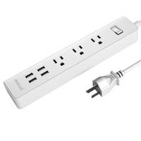 dodocool Smart 3 AC Outlet Surge Protector Power Strip 4.59ft Cord with 5V 2.4A 4-Port USB Charger for Smartphones Tablets US Plug