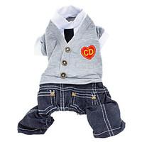 Dog Clothes/Jumpsuit Dog Clothes Fashion British Jeans Hearts Gray