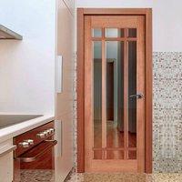 Door Set Kit, Lyon Mahogany Timber Door - Bevelled Clear Safe Glass