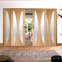 Easi-Slide OP1 Obscure Glazed Oak Verona Sliding Door System in Four Size Widths