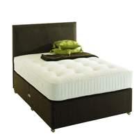 EcoDeep Platform Top Chenille Divan Set Double Beige 4 Drawers With Headboard