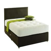 EcoSound Platform Top Chenille Divan Set Double Beige 2 Drawers With Headboard