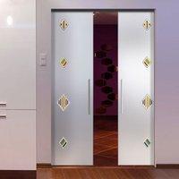 Eclisse 10mm Obliquo Murano Design on Clear or Satin Glass Syntesis Double Pocket Door