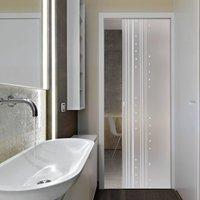 Eclisse 10mm Banda Sandblasted Design on Clear or Satin Glass Pocket Door