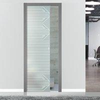 Eclisse 10mm Mania Sandblasted Design on Clear or Satin Glass Pocket Door