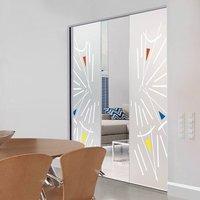 Eclisse 10mm Pastelli Murano Design on Clear or Satin Glass Syntesis Double Pocket Door