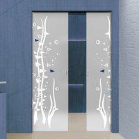 Eclisse 10mm Immersione Murano Design on Clear or Satin Glass Syntesis Double Pocket Door