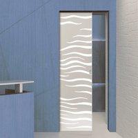 Eclisse 10mm Alga Sandblasted Design on Clear or Satin Glass Pocket Door