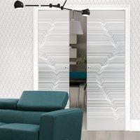 Eclisse 10mm Valentina Sandblasted Design on Clear or Satin Glass Double Pocket Door