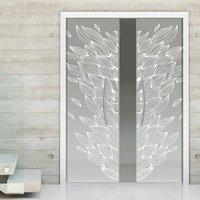 Eclisse 10mm Pupa Sandblasted Design on Clear or Satin Glass Double Pocket Door