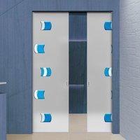 Eclisse 10mm Onde Murano Design on Clear or Satin Glass Double Pocket Door