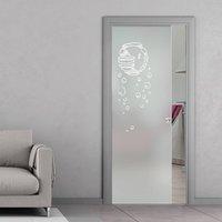 Eclisse 10mm Bolle Sandblasted Design on Clear or Satin Glass Pocket Door