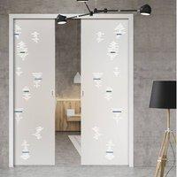 Eclisse 10mm Ricami Murano Design on Clear or Satin Glass Double Pocket Door