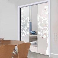 Eclisse 10mm Corniolo Murano Design on Clear or Satin Glass Double Pocket Door