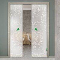 Eclisse 10mm Strige Murano Design on Clear or Satin Glass Double Pocket Door