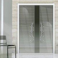 Eclisse 10mm Mania Sandblasted Design on Clear or Satin Glass Double Pocket Door