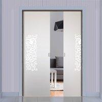 Eclisse 10mm Labirinto Sandblasted Design on Clear or Satin Glass Double Pocket Door