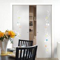 Eclisse 10mm Brio Murano Design on Clear or Satin Glass Double Pocket Door