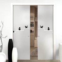 Eclisse 10mm Domus Murano Design on Clear or Satin Glass Double Pocket Door