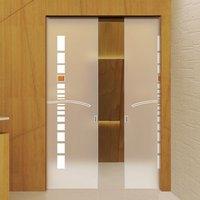 Eclisse 10mm Street Murano Design on Clear or Satin Glass Double Pocket Door