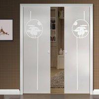 Eclisse 10mm Oblo Sandblasted Design on Clear or Satin Glass Double Pocket Door