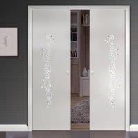 Eclisse 10mm Coriandoli Murano Design on Clear or Satin Glass Double Pocket Door