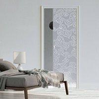 Eclisse 10mm Birmania Sandblasted Design on Clear or Satin Glass Pocket Door