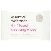 essential Waitrose 4 in 1 facial cleansing wipes