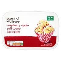 Essential Waitrose vanilla & raspberry ripple ice cream