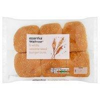 essential Waitrose white sesame seed burger buns