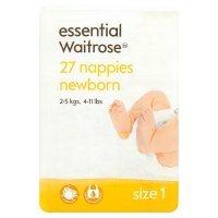 essential Waitrose nappies, size 1, newborn, 2-5kg