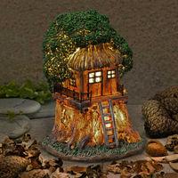 Fairy Dwelling 6.5 Inch Solar Treehouse with Ladder