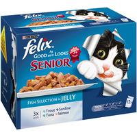 Felix As Good As It Looks Pouch Cat Food Fish Selection in Jelly Senior for Adult Cats 12 x 100g