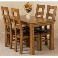 French Rustic Solid Oak 120 cm With 4 Yale Rustic Solid Oak Chairs