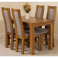 French Rustic Solid Oak 120 cm With 4 Stanford Rustic Solid Oak Chairs