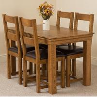 French Rustic Solid Oak 120 cm With 4 Lincoln Rustic Oak Chairs