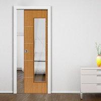 Gallery Louvre Single Pocket Door - Clear Glass - Prefinished