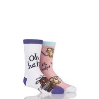 Girls & Boys 2 Pair Gruffalo Purple & Pink Mouse Oh Help Socks