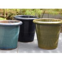 Glazed Flower Pot large - navy