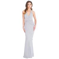 Goddiva Mermaid Hem Halter Maxi Dress in Grey