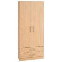 Hilton 2 Door Wardrobe and 2 Drawers Oak